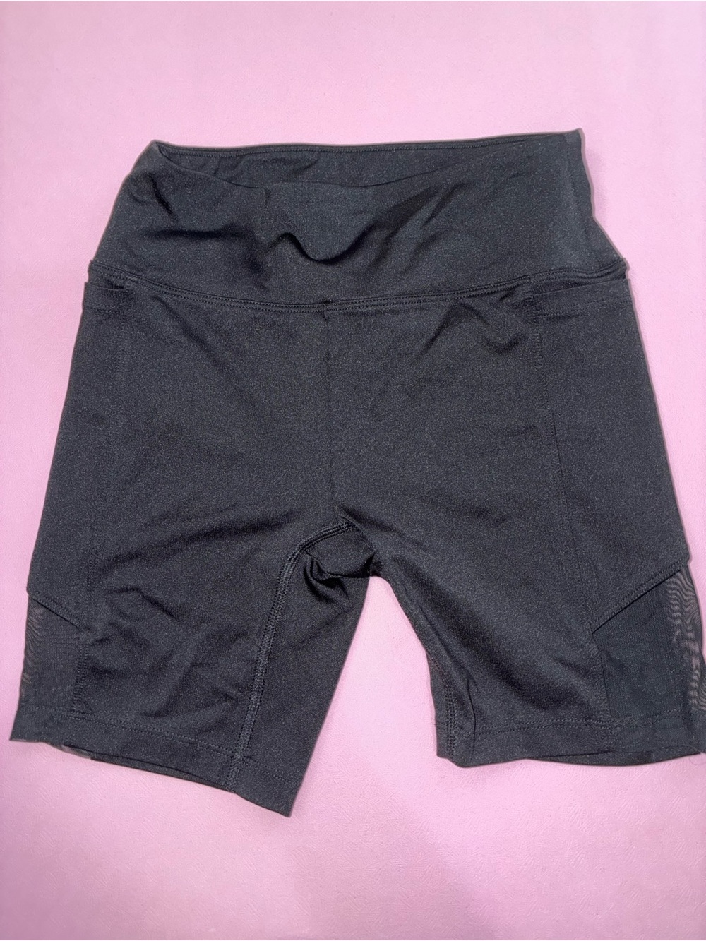 PINK Victoria's Secret Black High-Waist Athletic Bike Shorts with Mesh Panels